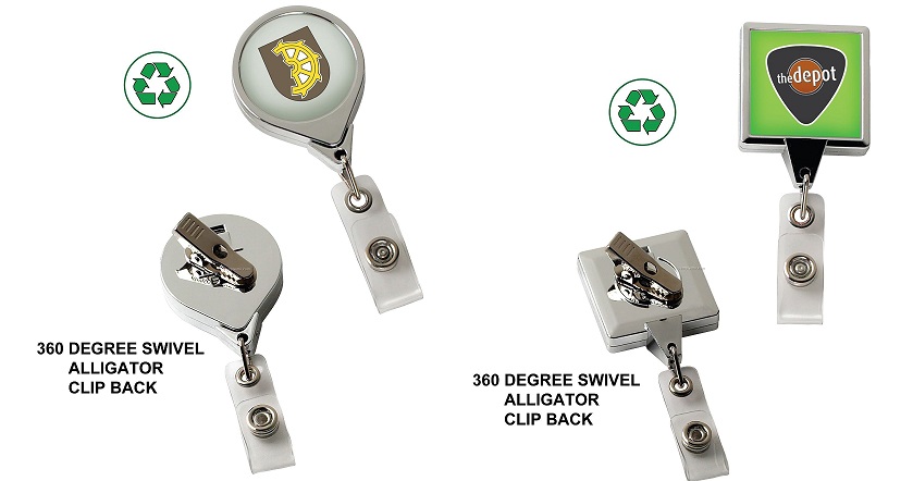 Chrome Retractable ID Badge Reel with Alligator Clip