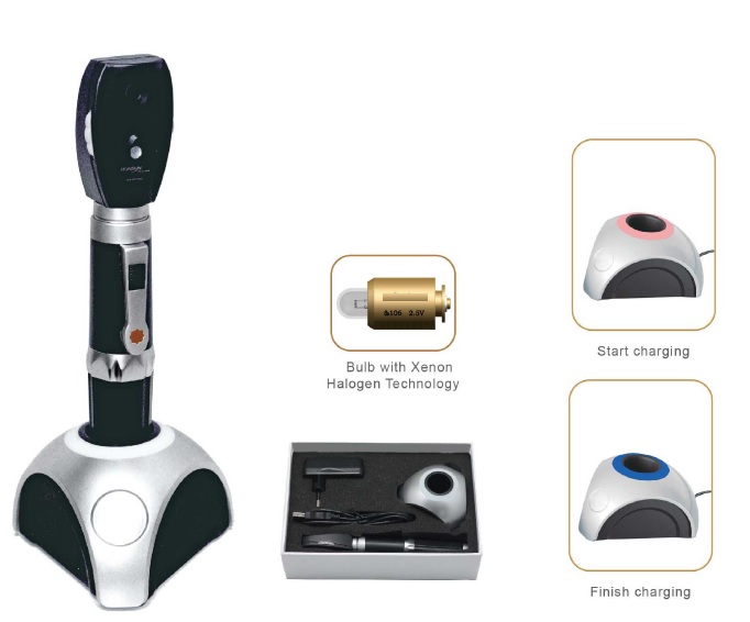 Chargeable Medical Ophthalmoscope with Battery