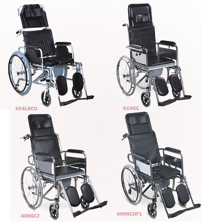 High Back Reclining wheelchair with toilet