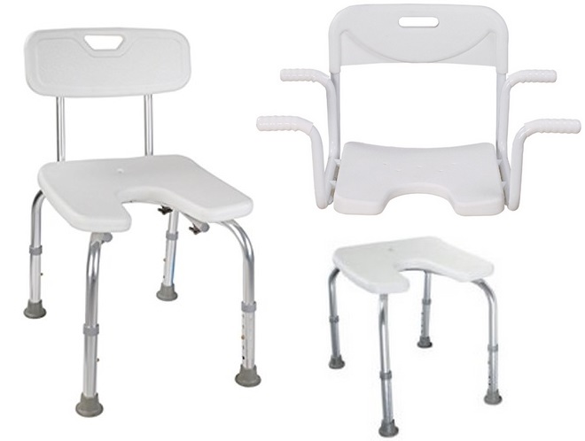 U shape aluminum shower chair