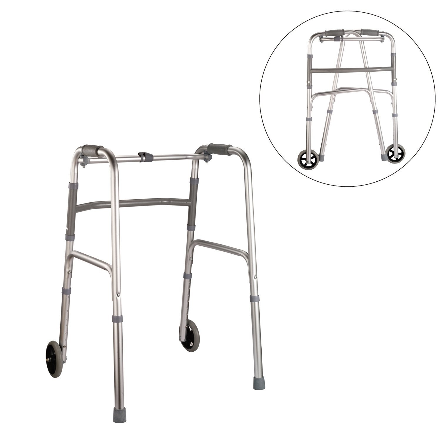 Aluminum Folding Walking Frame with Wheels