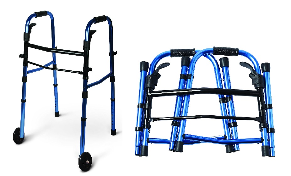 double Folding Compact Walker with Wheels