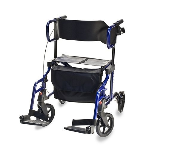 Combination Rollator Walker & Nursing Transport Wheelchair