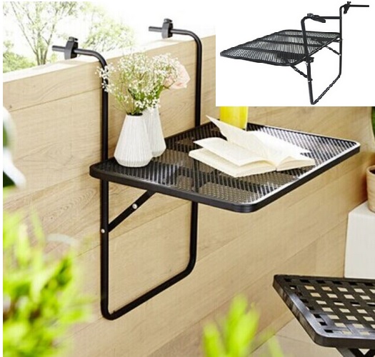 Oldable Metal Mesh Balcony Hanging Table