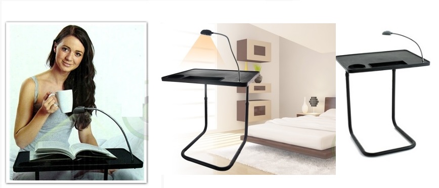 Height Adjustable Bedside Table with LED Lamp