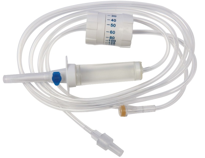 disposable I.V. infusion set with flow regulator