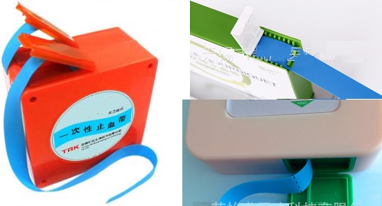 medical latex free disposable tourniquet with dispenser in plastic box