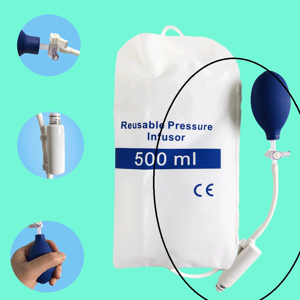 1000ml pressure infusion bag with colored gauge