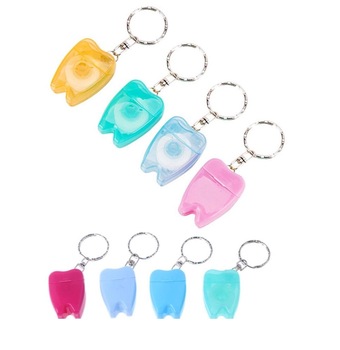 waxed Tooth Shape Dental Floss Key chain