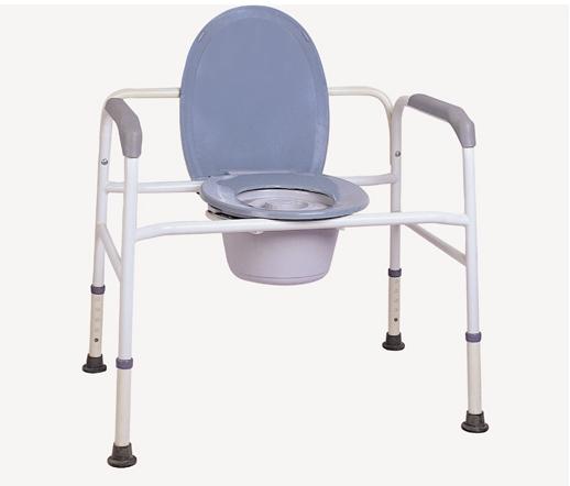 Extra wide seat heavy duty commode chair