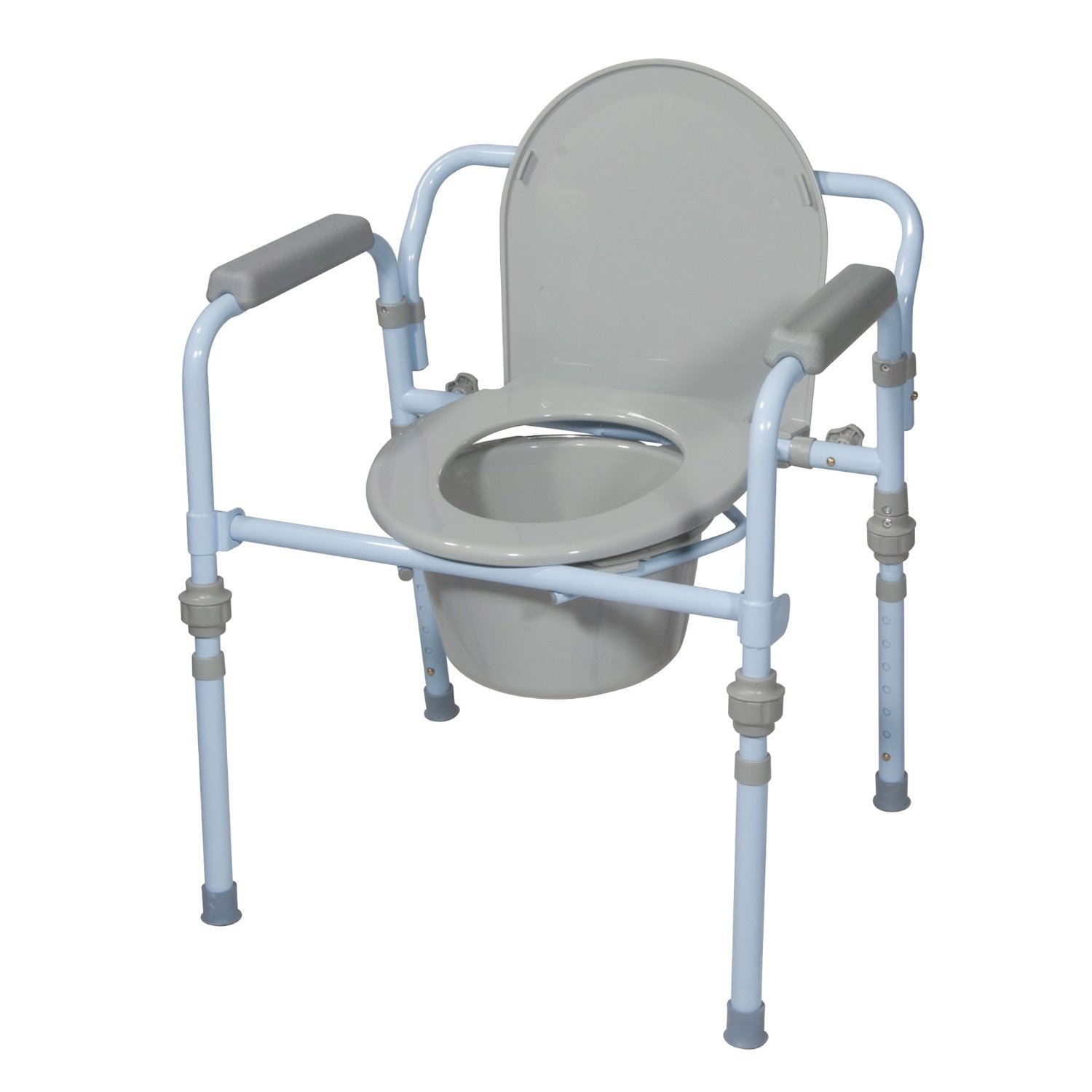 Medical Folding Bedside Commode Seat with Commode Bucket and Splash Guard