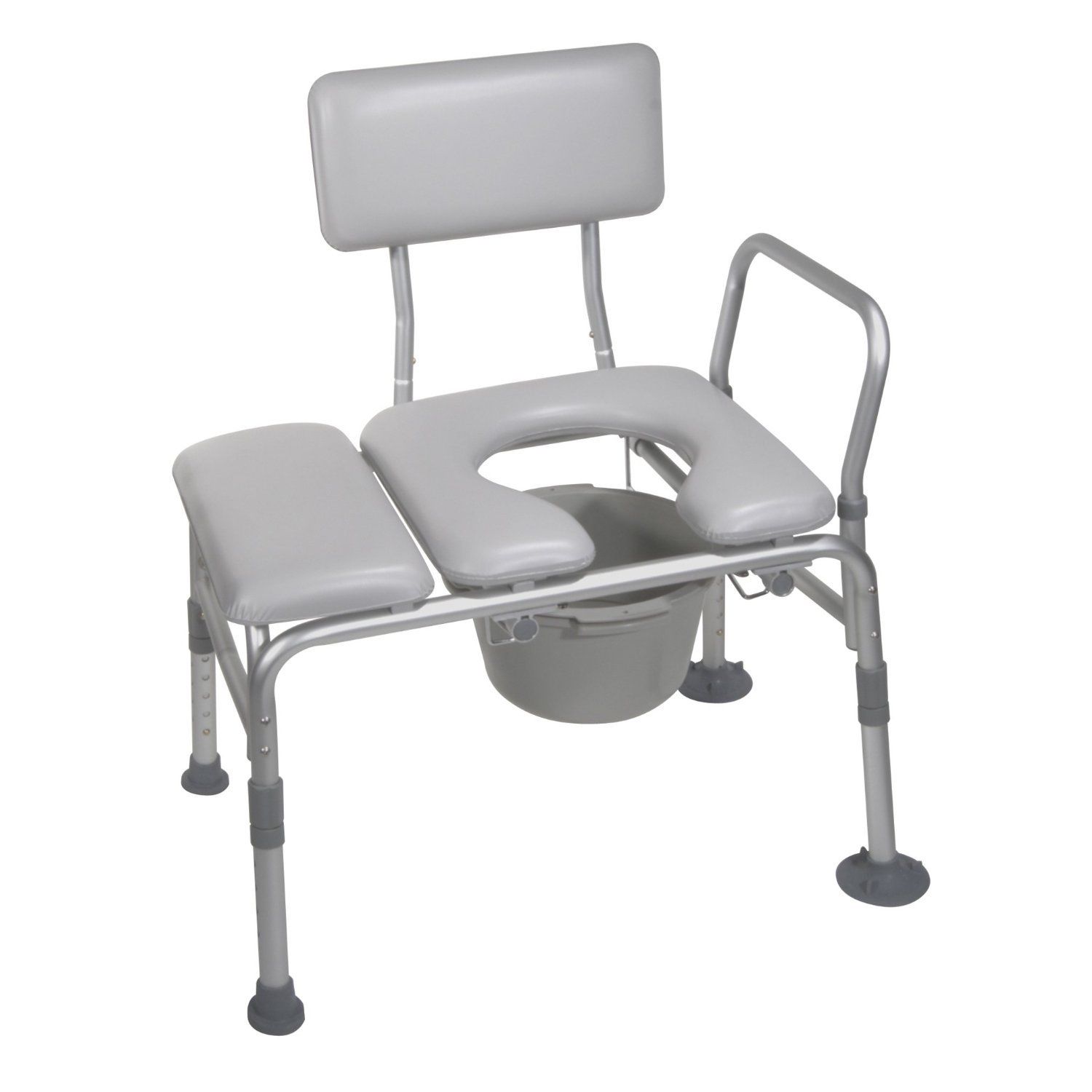 Handicap Padded Seat Transfer Chair Bench Commode Toilet Chair