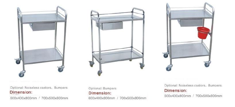 Stainless steel treatment trolley