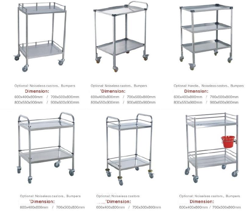 Stainless steel instrument trolley