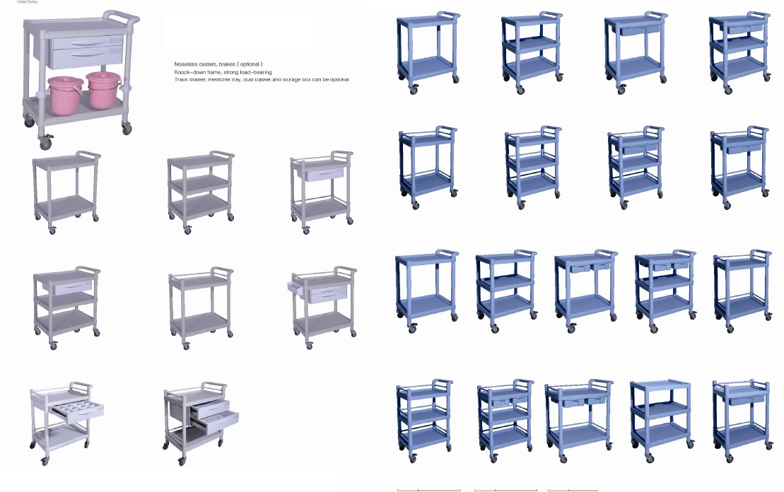 ABS Plastic instrument transport trolley