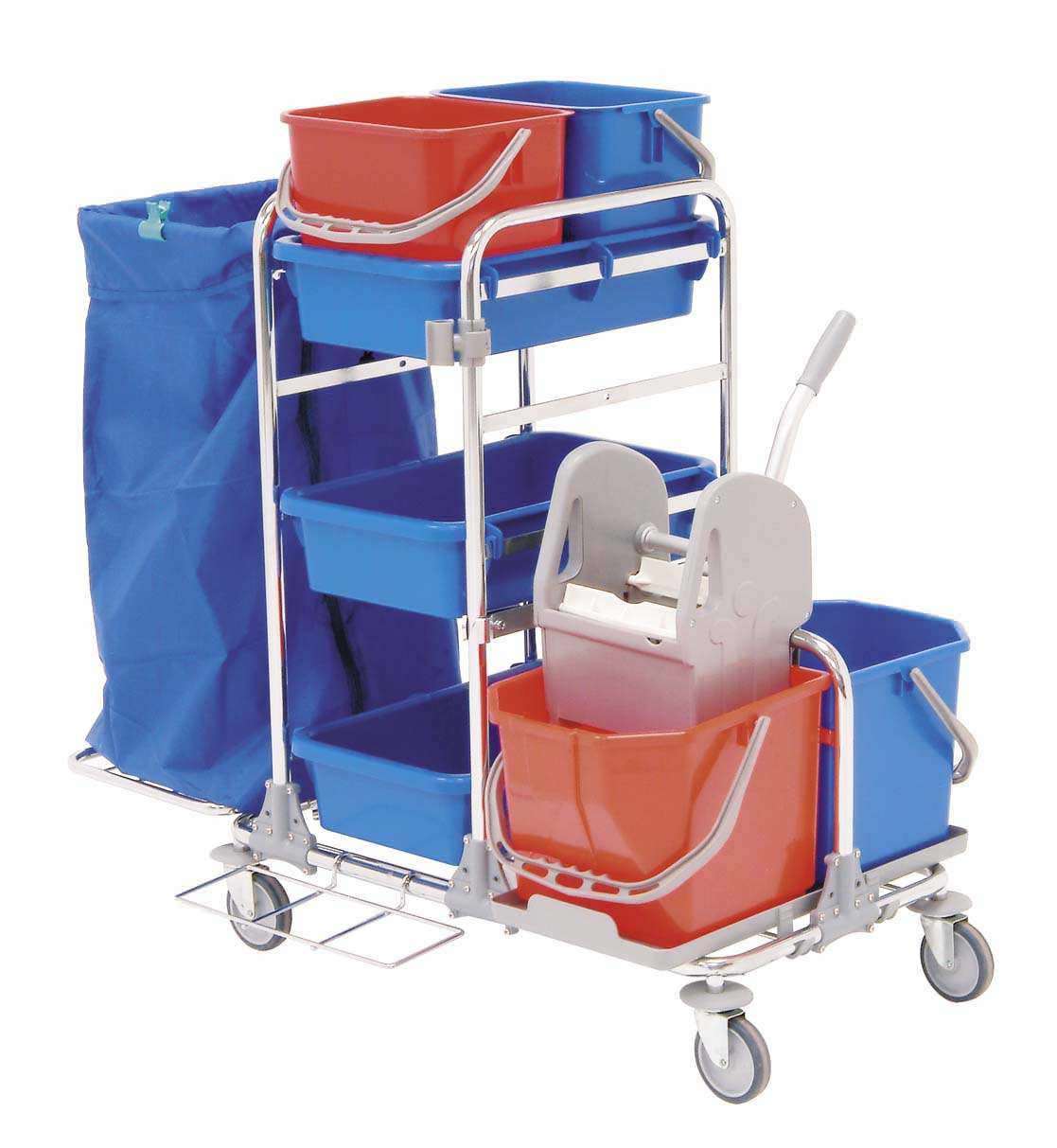Stainless steel nursing trolley for dirty linen and waste