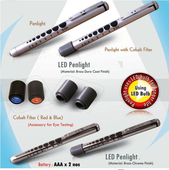 LED pen light with Cobalt filter