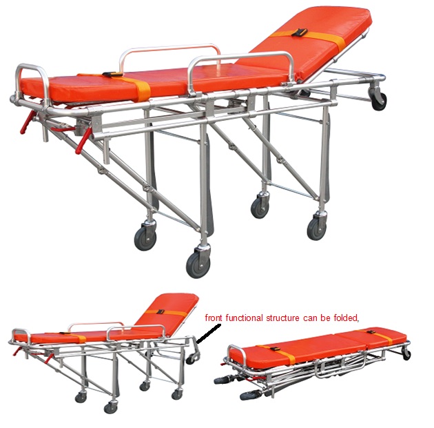 Foldable ambulance stretcher trolley