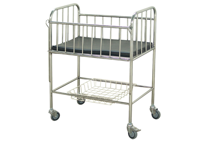 Stainless steel Hospital infant bed with castor